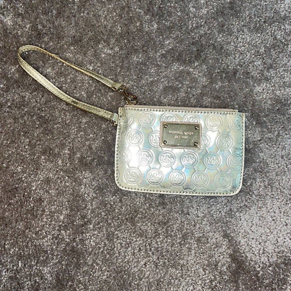 Michael Kors Metallic Silver/Gold Small Wristlet